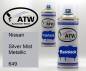 Preview: Nissan, Silver Mist Metallic, 649: 400ml Sprühdose + 400ml Klarlack - Set, von ATW Autoteile West.